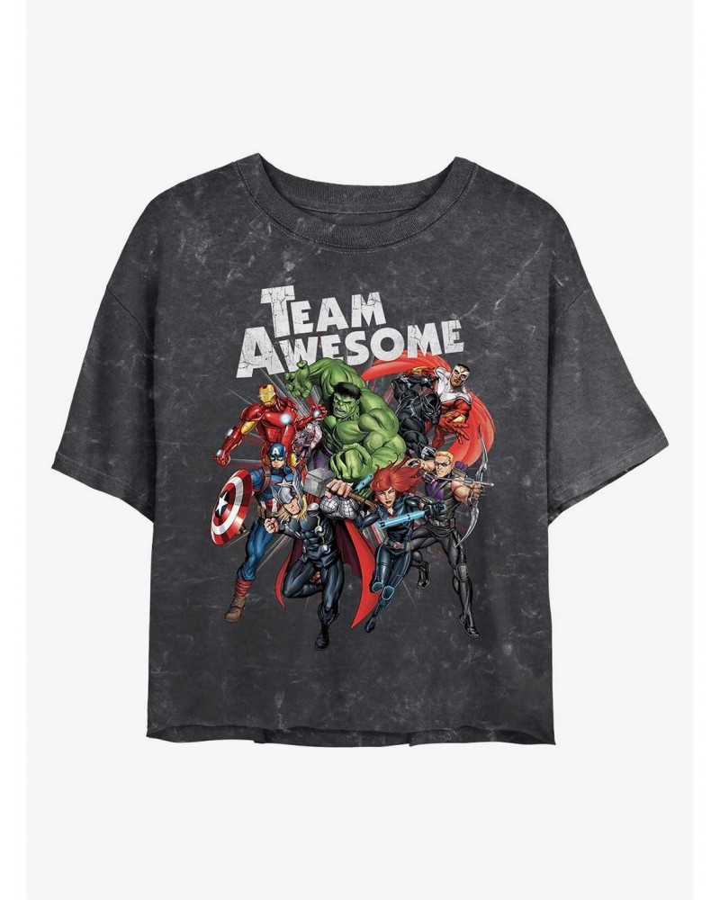 Marvel Team Awesome Mineral Wash Crop Girls T-Shirt $8.09 T-Shirts
