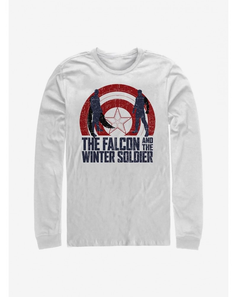 Marvel The Falcon And The Winter Soldier Shield Outline Long-Sleeve T-Shirt $11.05 T-Shirts