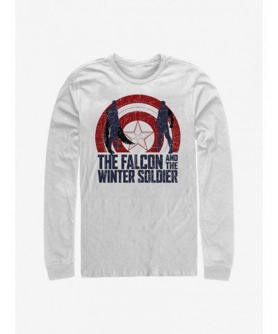 Marvel The Falcon And The Winter Soldier Shield Outline Long-Sleeve T-Shirt $11.05 T-Shirts