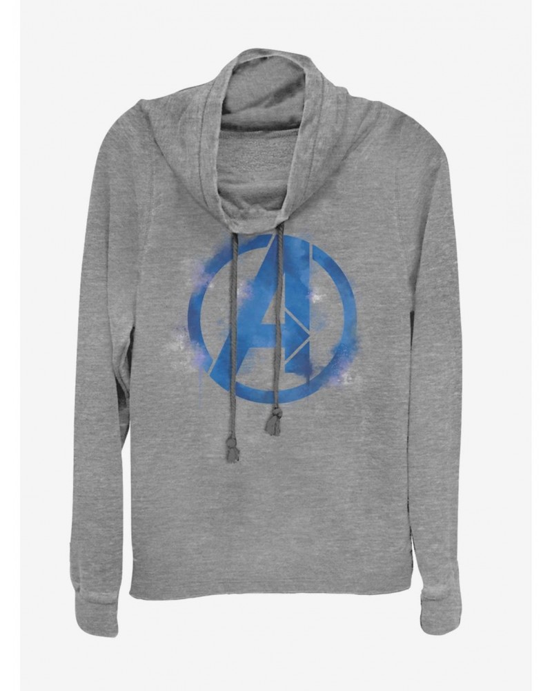 Marvel Avengers: Endgame Avengers Spray Logo Cowlneck Long-Sleeve Girls Heathered Top $12.93 Tops