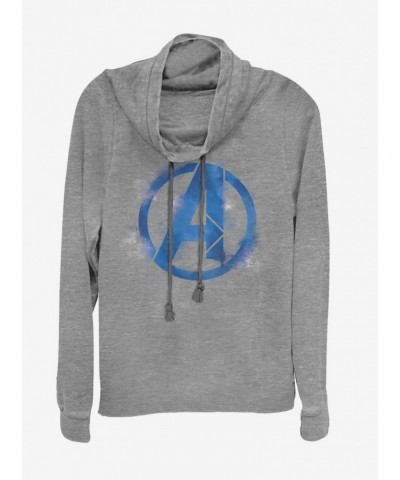 Marvel Avengers: Endgame Avengers Spray Logo Cowlneck Long-Sleeve Girls Heathered Top $12.93 Tops