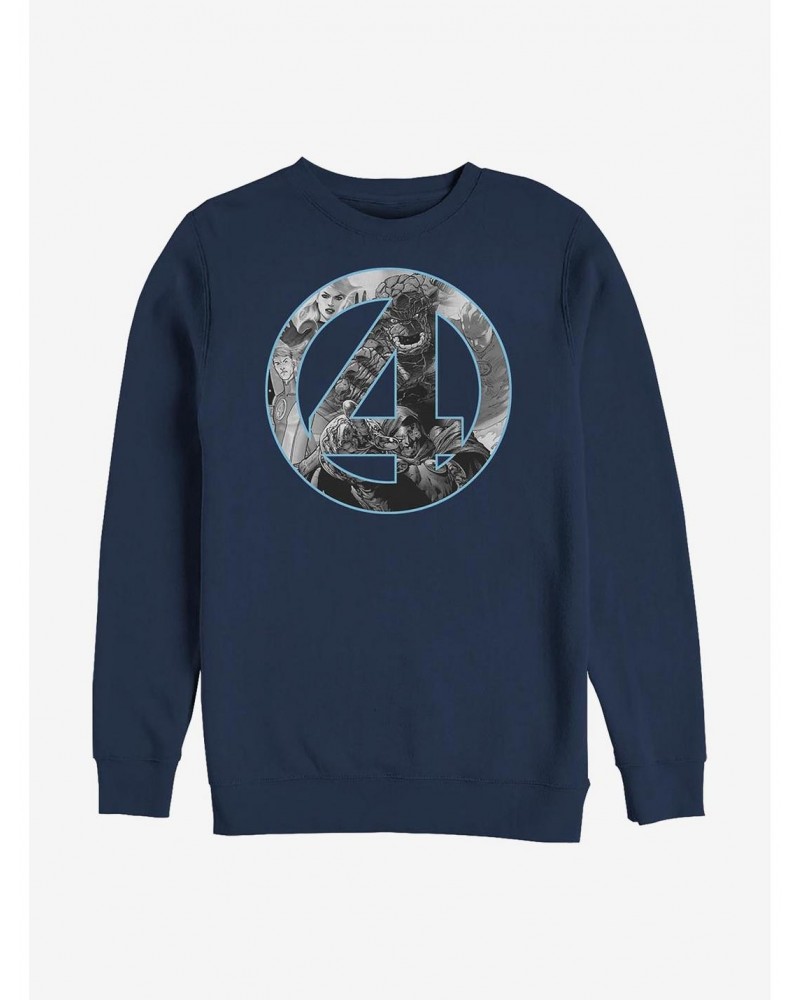 Marvel Fantastic Four Four Badge Crew Sweatshirt $10.63 Sweatshirts