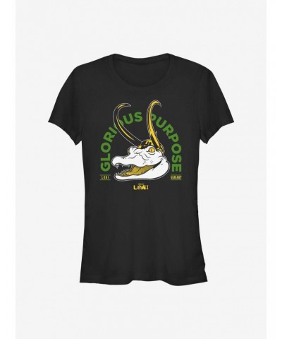 Marvel Loki Gator Loki Glorious Purpose Girls T-Shirt $9.36 T-Shirts