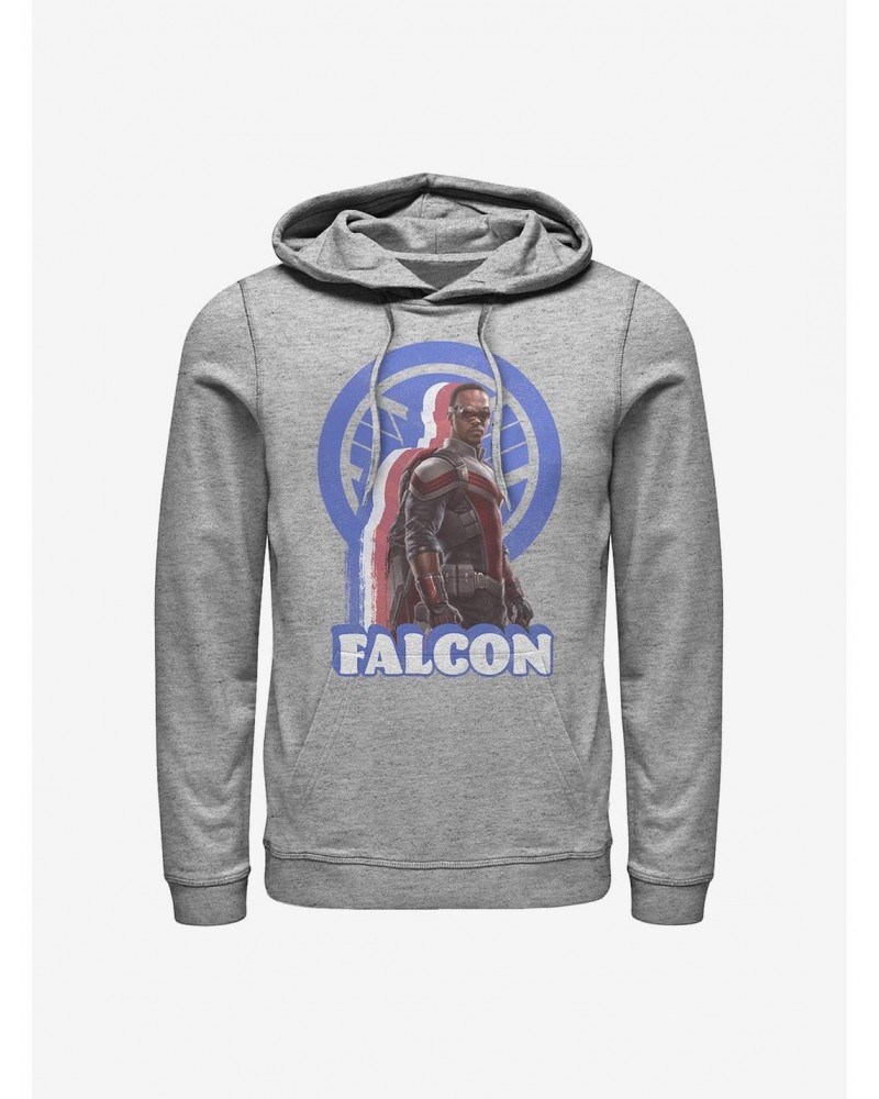 Marvel The Falcon And The Winter Soldier Falcon Pose Logo Hoodie $17.24 Hoodies